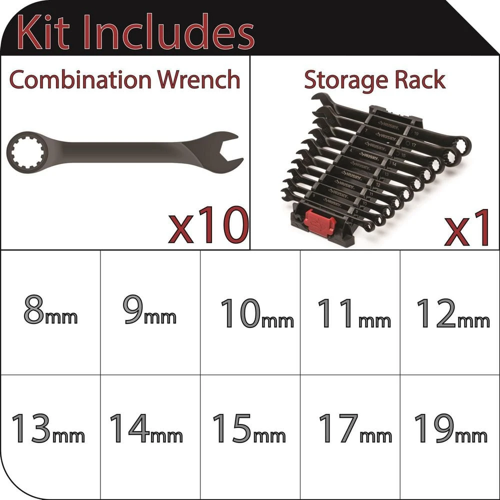 Husky Universal Metric Combination Wrench (10-Piece) 2 Husky Universal Metric Combination Wrench (10-Piece) - Image 2