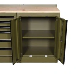 Husky 80.2 In. W X 75 In. H X 19.2 In. D Steel 8-Piece Garage Storage System In Matte Army Green With Solid Wood Worktop 23 Husky 80.2 In. W X 75 In. H X 19.2 In. D Steel 8-Piece Garage Storage System In Matte Army Green With Solid Wood Worktop -Husky Shop matte army green husky garage storage systems hgrgsuitearmy 44 1000