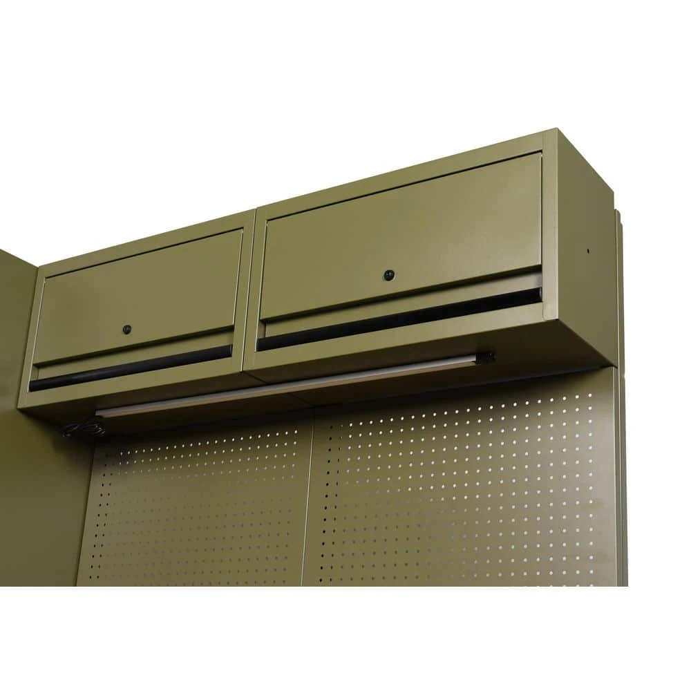 Husky 80.2 In. W X 75 In. H X 19.2 In. D Steel 8-Piece Garage Storage System In Matte Army Green With Solid Wood Worktop 9 Husky 80.2 In. W X 75 In. H X 19.2 In. D Steel 8-Piece Garage Storage System In Matte Army Green With Solid Wood Worktop - Image 9