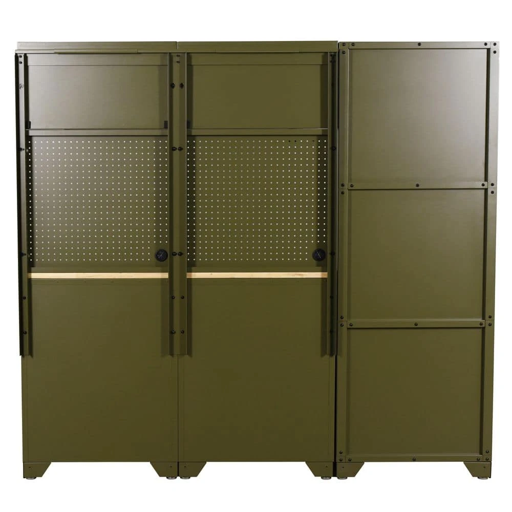 Husky 80.2 In. W X 75 In. H X 19.2 In. D Steel 8-Piece Garage Storage System In Matte Army Green With Solid Wood Worktop 6 Husky 80.2 In. W X 75 In. H X 19.2 In. D Steel 8-Piece Garage Storage System In Matte Army Green With Solid Wood Worktop - Image 6
