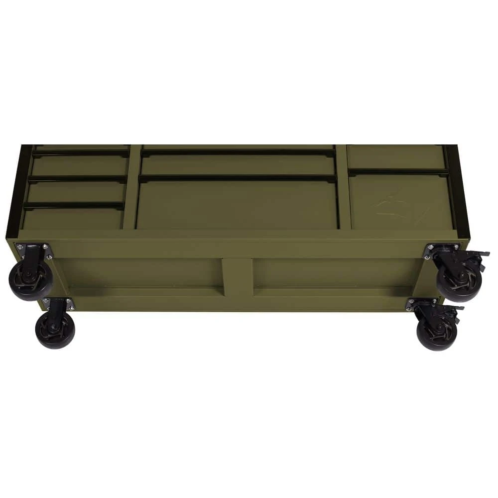 Husky Heavy Duty 61 In. W X 23 In. D 15-Drawer Matte Army Green Mobile Workbench Cabinet With Solid Wood Top 5 Husky Heavy Duty 61 In. W X 23 In. D 15-Drawer Matte Army Green Mobile Workbench Cabinet With Solid Wood Top - Image 5