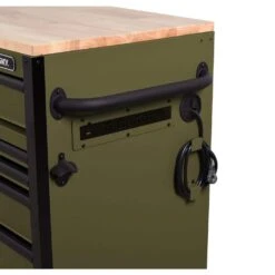 Husky Heavy Duty 61 In. W X 23 In. D 15-Drawer Matte Army Green Mobile Workbench Cabinet With Solid Wood Top 20 Husky Heavy Duty 61 In. W X 23 In. D 15-Drawer Matte Army Green Mobile Workbench Cabinet With Solid Wood Top -Husky Shop matte army green husky mobile workbenches h61mwc15hdarmy tl 1f 1000
