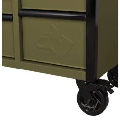 Husky Heavy Duty 61 In. W X 23 In. D 15-Drawer Matte Army Green Mobile Workbench Cabinet With Solid Wood Top 22 Husky Heavy Duty 61 In. W X 23 In. D 15-Drawer Matte Army Green Mobile Workbench Cabinet With Solid Wood Top -Husky Shop matte army green husky mobile workbenches h61mwc15hdarmy tl fa 1000