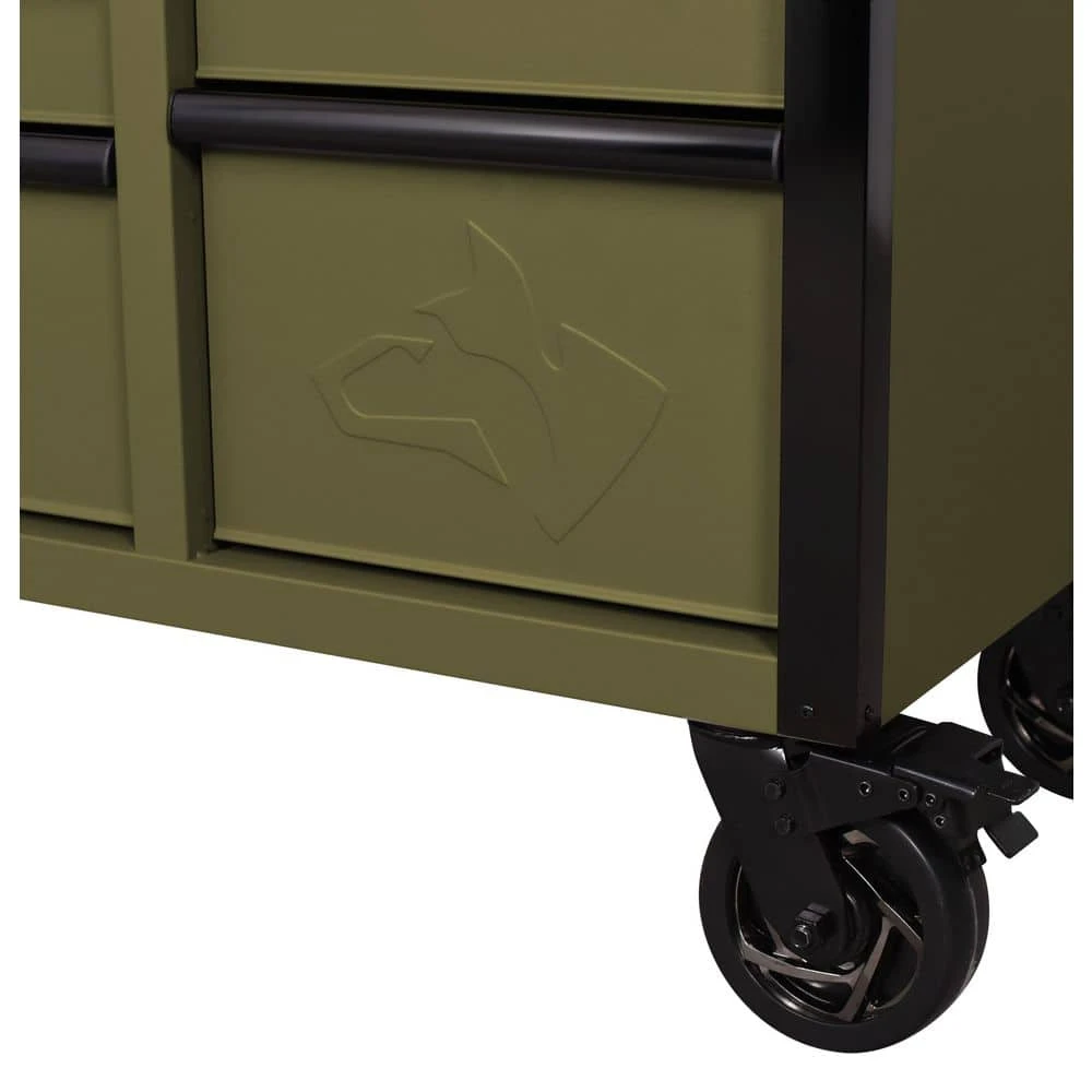 Husky Heavy Duty 61 In. W X 23 In. D 15-Drawer Matte Army Green Mobile Workbench Cabinet With Solid Wood Top 11 Husky Heavy Duty 61 In. W X 23 In. D 15-Drawer Matte Army Green Mobile Workbench Cabinet With Solid Wood Top - Image 11