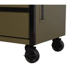 Husky Limited Edition 52 In. X 24.5 In. D 10-Drawer Army Green Mobile Workbench With Solid Wood Top -Husky Shop matte army green husky tool cabinets h52mwc10army 4f 1000