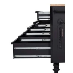 Husky 56 In. W X 27.6 In. D 10-Drawer Matte Black Heavy-Duty Mobile Workbench With Pegboard And Top Cabinets 19 Husky 56 In. W X 27.6 In. D 10-Drawer Matte Black Heavy-Duty Mobile Workbench With Pegboard And Top Cabinets -Husky Shop matte black husky mobile workbenches h56ultwsmb 1d 1000