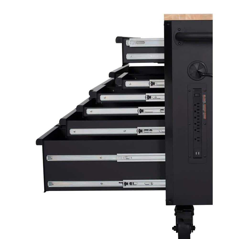 Husky 56 In. W X 27.6 In. D 10-Drawer Matte Black Heavy-Duty Mobile Workbench With Pegboard And Top Cabinets 5 Husky 56 In. W X 27.6 In. D 10-Drawer Matte Black Heavy-Duty Mobile Workbench With Pegboard And Top Cabinets - Image 5