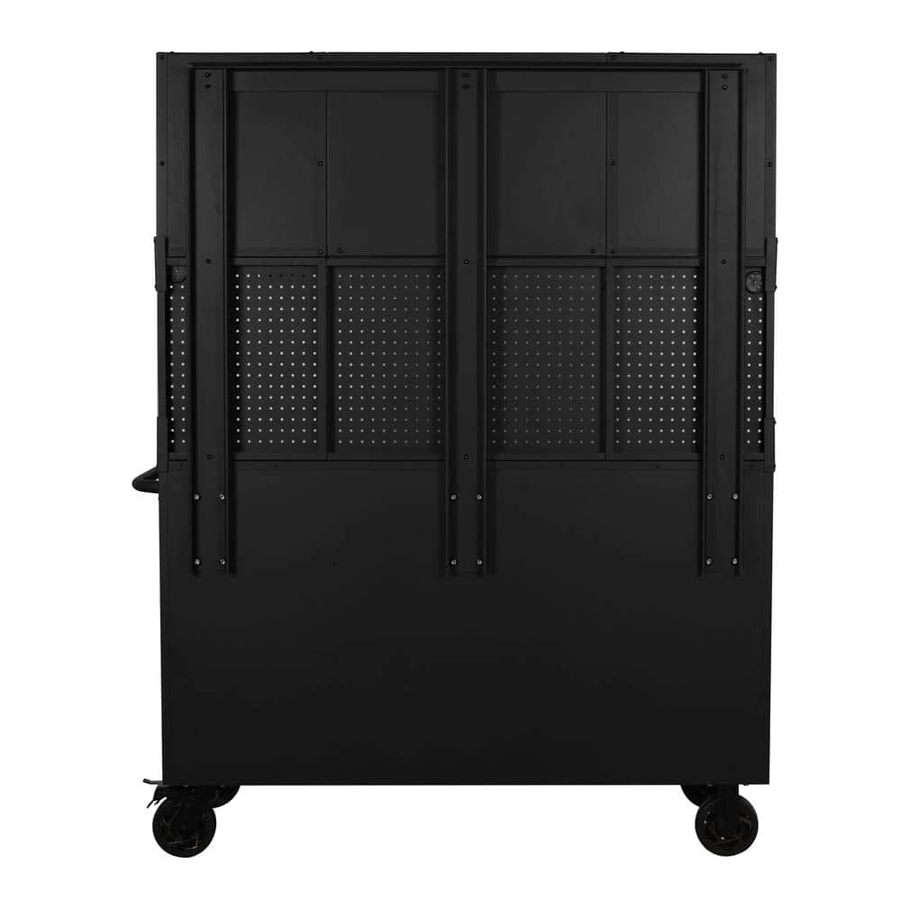 Husky 56 In. W X 27.6 In. D 10-Drawer Matte Black Heavy-Duty Mobile Workbench With Pegboard And Top Cabinets 6 Husky 56 In. W X 27.6 In. D 10-Drawer Matte Black Heavy-Duty Mobile Workbench With Pegboard And Top Cabinets - Image 6