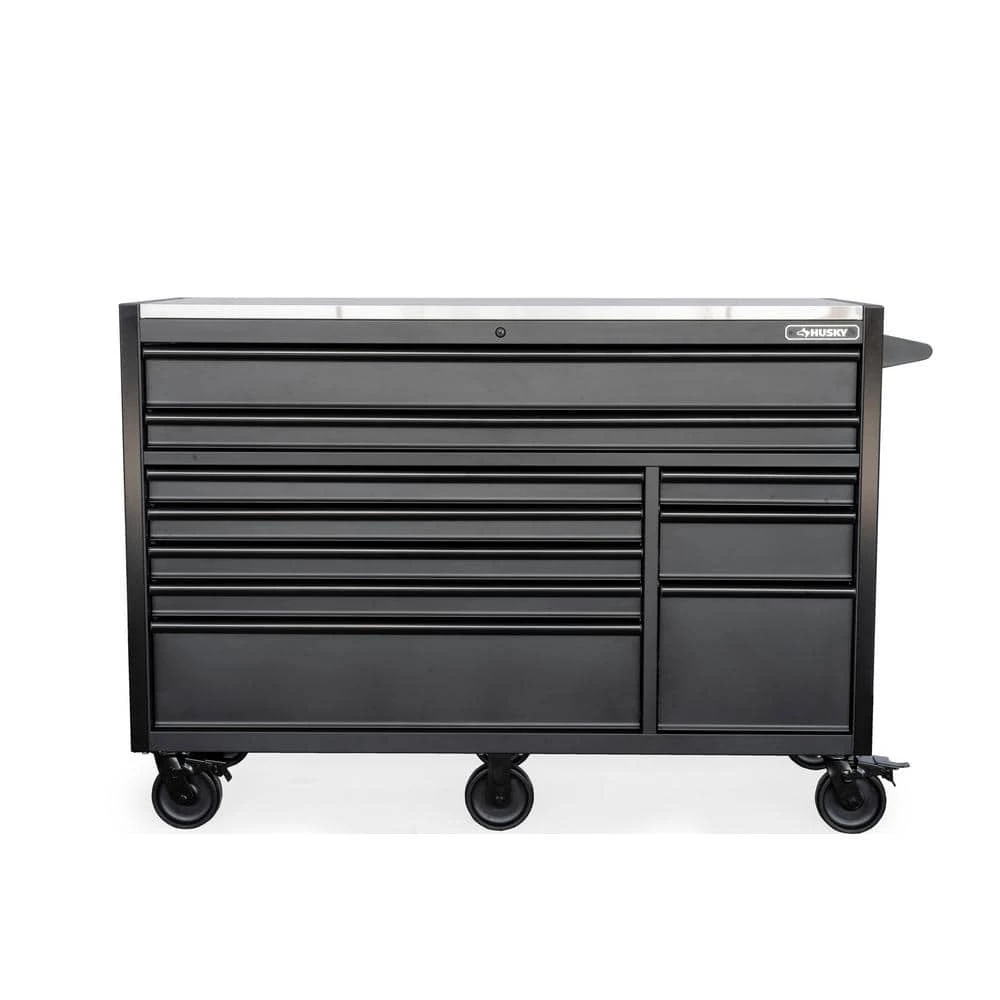 Husky Modular Tool Storage 62 In. W X 24 In. D Heavy Duty Matte Black Mobile Workbench Cabinet With Stainless Steel Top 9 Husky Modular Tool Storage 62 In. W X 24 In. D Heavy Duty Matte Black Mobile Workbench Cabinet With Stainless Steel Top - Image 9
