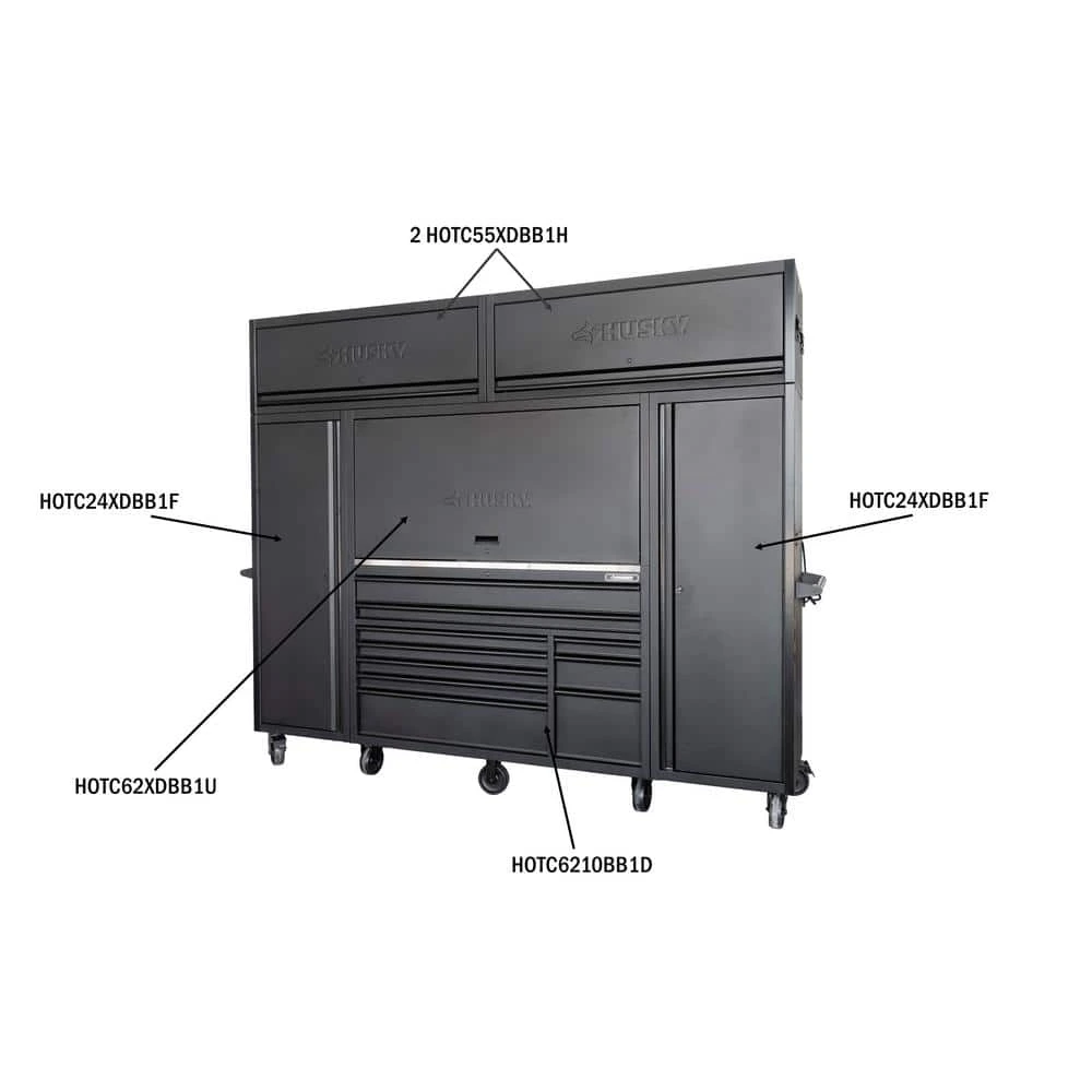 Husky Modular Tool Storage 62 In. W X 24 In. D Heavy Duty Matte Black Mobile Workbench Cabinet With Stainless Steel Top 14 Husky Modular Tool Storage 62 In. W X 24 In. D Heavy Duty Matte Black Mobile Workbench Cabinet With Stainless Steel Top - Image 14