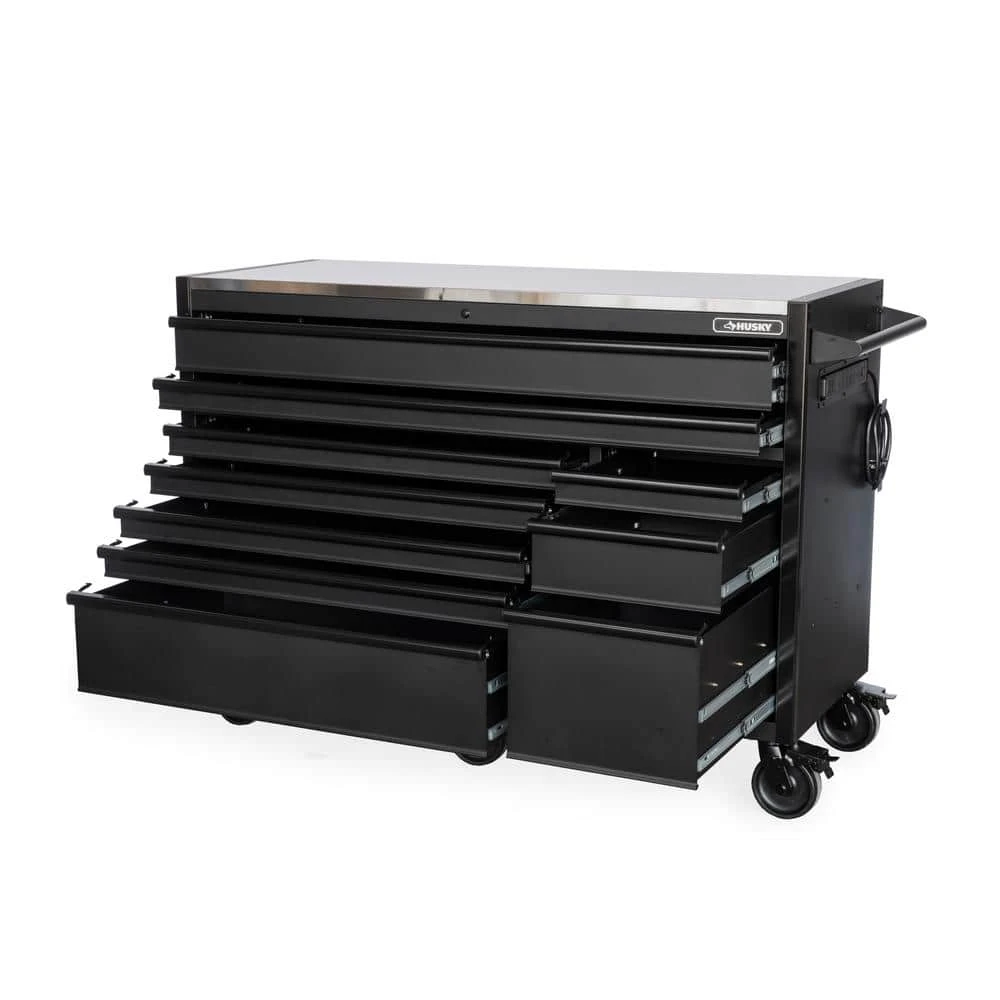 Husky Modular Tool Storage 62 In. W X 24 In. D Heavy Duty Matte Black Mobile Workbench Cabinet With Stainless Steel Top 8 Husky Modular Tool Storage 62 In. W X 24 In. D Heavy Duty Matte Black Mobile Workbench Cabinet With Stainless Steel Top - Image 8