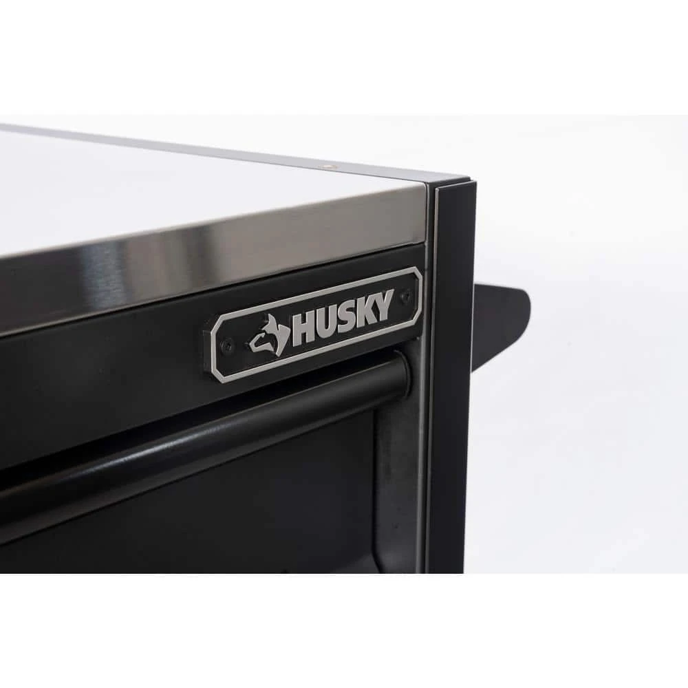 Husky Modular Tool Storage 62 In. W X 24 In. D Heavy Duty Matte Black Mobile Workbench Cabinet With Stainless Steel Top 12 Husky Modular Tool Storage 62 In. W X 24 In. D Heavy Duty Matte Black Mobile Workbench Cabinet With Stainless Steel Top - Image 12