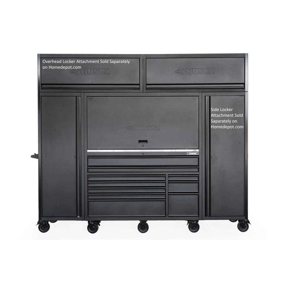 Husky Modular Tool Storage 62 In. W X 24 In. D Heavy Duty Matte Black Mobile Workbench Cabinet With Stainless Steel Top 3 Husky Modular Tool Storage 62 In. W X 24 In. D Heavy Duty Matte Black Mobile Workbench Cabinet With Stainless Steel Top - Image 3