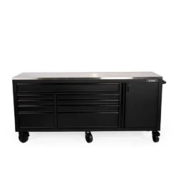 Husky 84 In. W X 24 In. D 9-Drawer Heavy-Duty Mobile Workbench With Stainless Steel Top In Matte Black 22 Husky 84 In. W X 24 In. D 9-Drawer Heavy-Duty Mobile Workbench With Stainless Steel Top In Matte Black -Husky Shop matte black husky mobile workbenches hotc8409bb1m 1f 1000