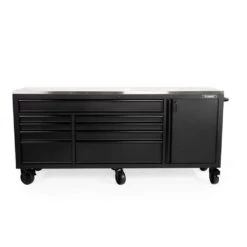 Husky 84 In. W X 24 In. D 9-Drawer Heavy-Duty Mobile Workbench With Stainless Steel Top In Matte Black 21 Husky 84 In. W X 24 In. D 9-Drawer Heavy-Duty Mobile Workbench With Stainless Steel Top In Matte Black -Husky Shop matte black husky mobile workbenches hotc8409bb1m 4f 1000
