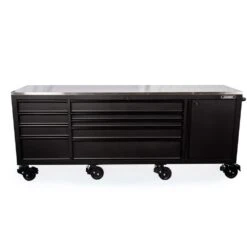 Husky 96 In. W X 24 In. D 9-Drawer Heavy-Duty Mobile Workbench With Stainless Steel Top In Matte Black -Husky Shop matte black husky mobile workbenches hotc9609bb1m 44 1000