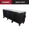 Husky 96 In. W X 24 In. D 9-Drawer Heavy-Duty Mobile Workbench With Stainless Steel Top In Matte Black 25 Husky 96 In. W X 24 In. D 9-Drawer Heavy-Duty Mobile Workbench With Stainless Steel Top In Matte Black -Husky Shop matte black husky mobile workbenches hotc9609bb1m 64 1000