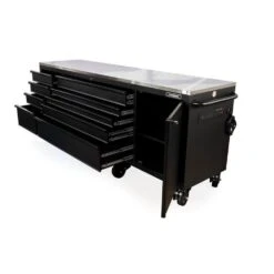 Husky 96 In. W X 24 In. D 9-Drawer Heavy-Duty Mobile Workbench With Stainless Steel Top In Matte Black -Husky Shop matte black husky mobile workbenches hotc9609bb1m c3 1000