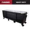Husky 96 In. W X 24 In. D 16-Drawer Heavy-Duty Mobile Workbench With Stainless Steel Top In Matte Black -Husky Shop matte black husky mobile workbenches hotc9616bb1m 64 1000