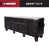 Husky Tool Storage Heavy Duty 96 In. W X 24 In. D Matte Black Mobile Workbench Cabinet With Stainless Steel Top -Husky Shop matte black husky mobile workbenches hotc9624bb1m 64 1000