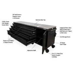 Husky 108 In. W X 24 In. D 9-Drawer Heavy-Duty Mobile Workbench With Stainless Steel Top In Matte Black -Husky Shop matte black husky mobile workbenches hotca809bb1m 77 1000