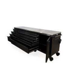 Husky 108 In. W X 24 In. D 9-Drawer Heavy-Duty Mobile Workbench With Stainless Steel Top In Matte Black -Husky Shop matte black husky mobile workbenches hotca809bb1m c3 1000