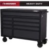 Husky Heavy-Duty 52 In. 9-Drawer Matte Black Rolling Tool Cabinet -Husky Shop matte black husky tool cabinets h52tr9hdv4 64 1000