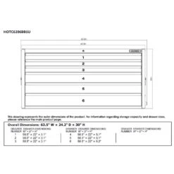 Husky HD 62 In. Wide X 24 In Deep Modular 6-Drawer Top Chest, Matte Black -Husky Shop matte black husky top tool chests hotc6206bb1u 1d 1000