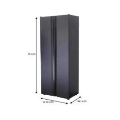 Husky 30.5 In. W X 75 In. H X 19.6 In. D 3-Shelf Steel Freestanding Cabinet In Black -Husky Shop matte black powder coating husky free standing cabinets g3002lb us2 a0 1000