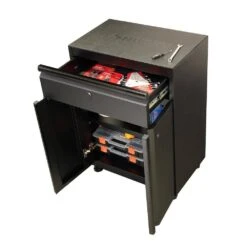 Husky Regular Duty Welded 24-Gauge Steel 1-Drawer 2-Door Garage Base Cabinet In Black (24 In. W X 33 In. H X 16 In. D) -Husky Shop matte black powder coating husky free standing cabinets h24bc1drw 1d 1000