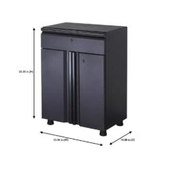 Husky Regular Duty Welded 24-Gauge Steel 1-Drawer 2-Door Garage Base Cabinet In Black (24 In. W X 33 In. H X 16 In. D) -Husky Shop matte black powder coating husky free standing cabinets h24bc1drw a0 1000