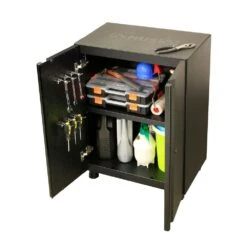 Husky Regular Duty Welded 24-Gauge Steel 2-Door Garage Base Cabinet In Black (24 In. W X 33 In. H X 16 In. D) -Husky Shop matte black powder coating husky free standing cabinets h24bc2door 1d 1000