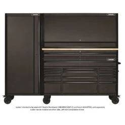 Husky Tool Storage 27 In. W X 23 In. D Heavy Duty Matte Black 4-Shelf Rolling Side Tool Locker -Husky Shop matte black side tool cabinets lockers h27locker4 1d 1000