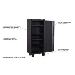 Husky Tool Storage 27 In. W X 23 In. D Heavy Duty Matte Black 4-Shelf Rolling Side Tool Locker -Husky Shop matte black side tool cabinets lockers h27locker4 a0 1000