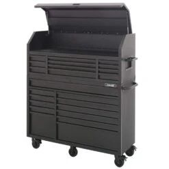 Husky 56 In. W X 22 In. D Heavy Duty 23-Drawer Combination Rolling Tool Chest And Top Tool Cabinet Set In Matte Black 19 Husky 56 In. W X 22 In. D Heavy Duty 23-Drawer Combination Rolling Tool Chest And Top Tool Cabinet Set In Matte Black -Husky Shop matte black with black finishes husky tool chest combos hotc5623bb2s 66 1000