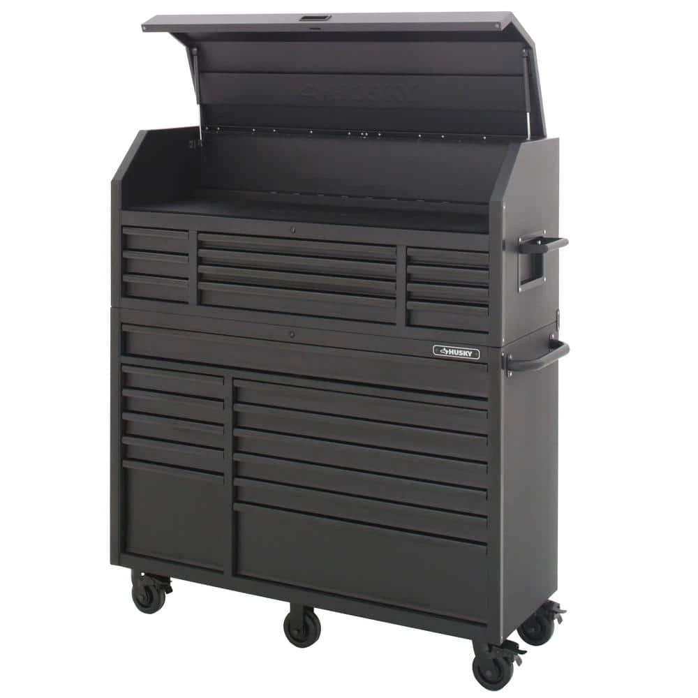 Husky 56 In. W X 22 In. D Heavy Duty 23-Drawer Combination Rolling Tool Chest And Top Tool Cabinet Set In Matte Black 6 Husky 56 In. W X 22 In. D Heavy Duty 23-Drawer Combination Rolling Tool Chest And Top Tool Cabinet Set In Matte Black - Image 6