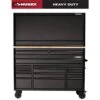 Husky 61 In. W X 23 In. D Heavy-Duty 17-Drawer Mobile Workbench Cabinet With Riser And Hutch In Matte Black -Husky Shop matte black with black trim husky mobile workbenches h61mwc15hutch 64 1000