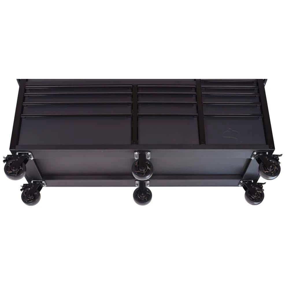 Husky Heavy-Duty 72 In. W X 24 In. D 15-Drawer Matte Black Mobile Workbench Cabinet With Solid Wood Top 5 Husky Heavy-Duty 72 In. W X 24 In. D 15-Drawer Matte Black Mobile Workbench Cabinet With Solid Wood Top - Image 5
