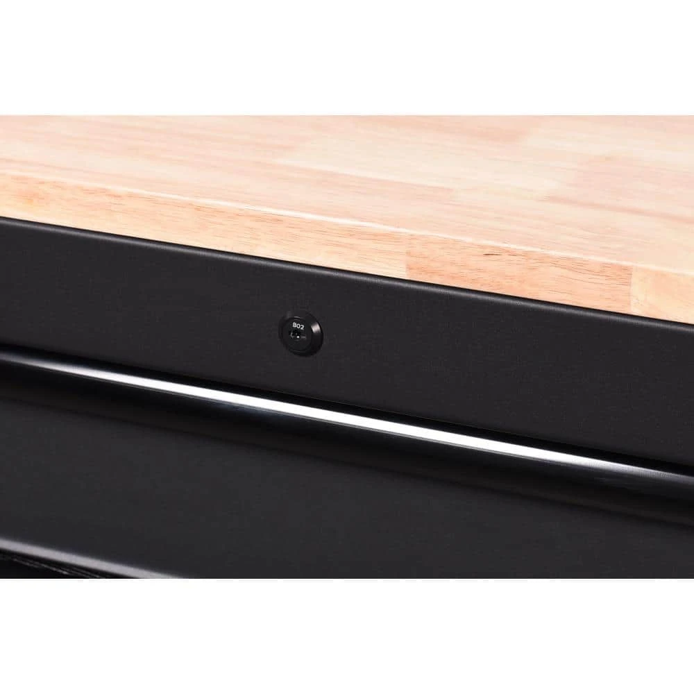 Husky Heavy-Duty 72 In. W X 24 In. D 15-Drawer Matte Black Mobile Workbench Cabinet With Solid Wood Top 8 Husky Heavy-Duty 72 In. W X 24 In. D 15-Drawer Matte Black Mobile Workbench Cabinet With Solid Wood Top - Image 8