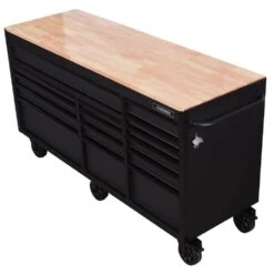 Husky Heavy-Duty 72 In. W X 24 In. D 15-Drawer Matte Black Mobile Workbench Cabinet With Solid Wood Top 14 Husky Heavy-Duty 72 In. W X 24 In. D 15-Drawer Matte Black Mobile Workbench Cabinet With Solid Wood Top -Husky Shop matte black with black trim husky mobile workbenches h72mwc15blk 40 1000