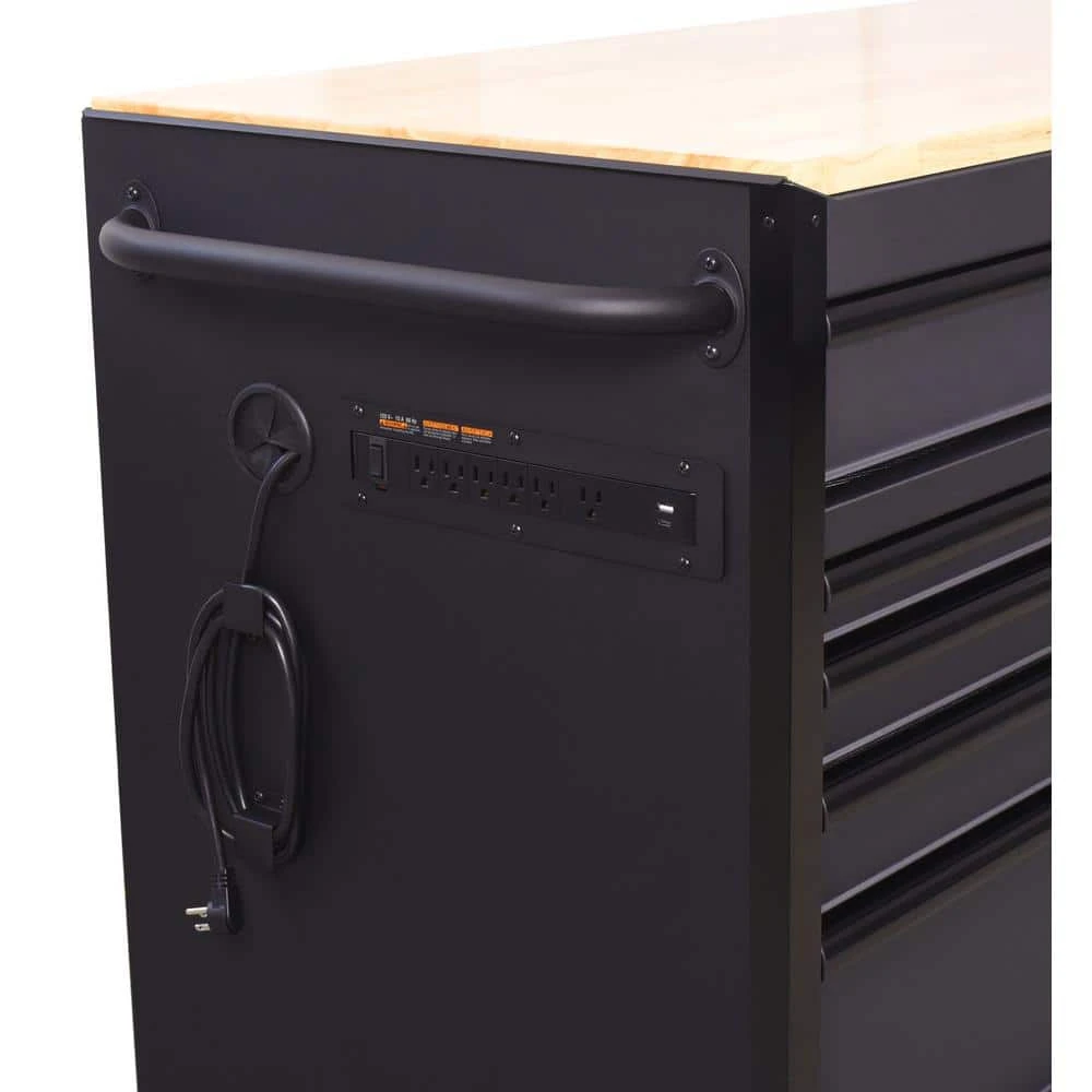 Husky Heavy-Duty 72 In. W X 24 In. D 15-Drawer Matte Black Mobile Workbench Cabinet With Solid Wood Top 11 Husky Heavy-Duty 72 In. W X 24 In. D 15-Drawer Matte Black Mobile Workbench Cabinet With Solid Wood Top - Image 11