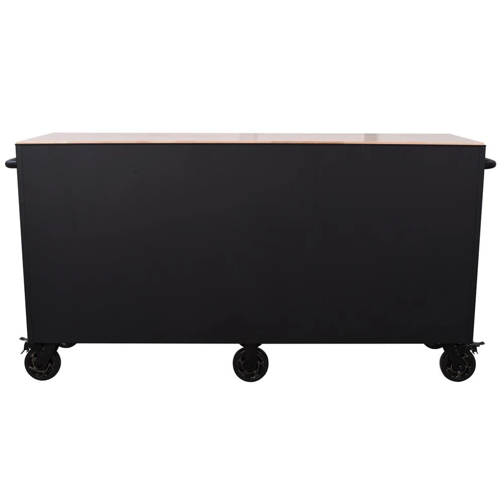 Husky Heavy-Duty 72 In. W X 24 In. D 15-Drawer Matte Black Mobile Workbench Cabinet With Solid Wood Top 4 Husky Heavy-Duty 72 In. W X 24 In. D 15-Drawer Matte Black Mobile Workbench Cabinet With Solid Wood Top - Image 4