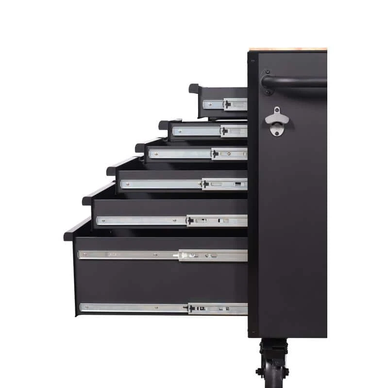 Husky Heavy-Duty 72 In. W X 24 In. D 15-Drawer Matte Black Mobile Workbench Cabinet With Solid Wood Top 6 Husky Heavy-Duty 72 In. W X 24 In. D 15-Drawer Matte Black Mobile Workbench Cabinet With Solid Wood Top - Image 6