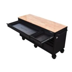 Husky Heavy-Duty 72 In. W X 24 In. D 15-Drawer Matte Black Mobile Workbench Cabinet With Solid Wood Top 21 Husky Heavy-Duty 72 In. W X 24 In. D 15-Drawer Matte Black Mobile Workbench Cabinet With Solid Wood Top -Husky Shop matte black with black trim husky mobile workbenches h72mwc15blk fa 1000
