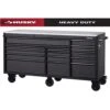 Husky 72 In. W X 24 In. D Heavy Duty 15-Drawer Mobile Workbench Cabinet Chest With Stainless Steel Top In Matte Black -Husky Shop matte black with black trim husky mobile workbenches h72mwc15dl 64 1000