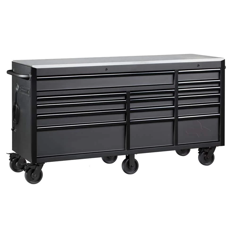 Husky Heavy-Duty 72 In. W15-Drawer Matte Black Mobile Workbench Cabinet With Stainless Steel Top 5 Husky Heavy-Duty 72 In. W15-Drawer Matte Black Mobile Workbench Cabinet With Stainless Steel Top - Image 5