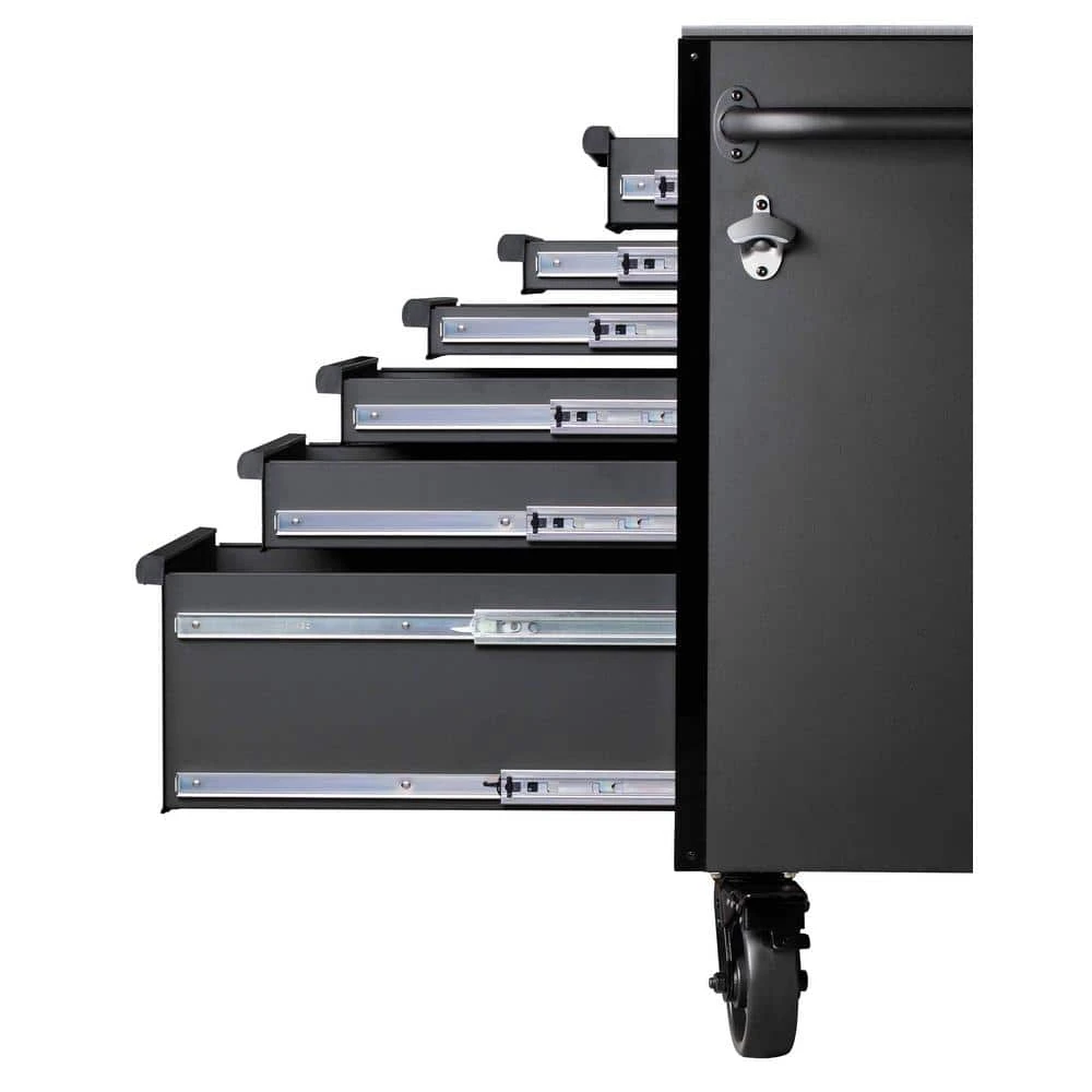 Husky Heavy-Duty 72 In. W15-Drawer Matte Black Mobile Workbench Cabinet With Stainless Steel Top 8 Husky Heavy-Duty 72 In. W15-Drawer Matte Black Mobile Workbench Cabinet With Stainless Steel Top - Image 8