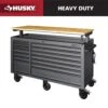 Husky Tool Storage 62 In. W Heavy Duty Matte Black Mobile Workbench Cabinet With Adjustable Height Wood Top -Husky Shop matte black with black trim husky mobile workbenches holc6214bb1mys 64 1000