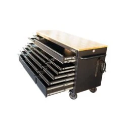 Husky 72 In. W X 24 In. D Heavy Duty 18-Drawer Mobile Workbench Cabinet With Adjustable-Height Hardwood Top In Matte Black 28 Husky 72 In. W X 24 In. D Heavy Duty 18-Drawer Mobile Workbench Cabinet With Adjustable-Height Hardwood Top In Matte Black -Husky Shop matte black with black trim husky mobile workbenches holc7218bb1mys d4 1000