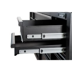Husky 84 In. W X 24 In. D 18-Drawer Heavy-Duty Mobile Workbench With Stainless Steel Top In Matte Black -Husky Shop matte black with black trim mobile workbenches hotc8418bb1m 1d 1000